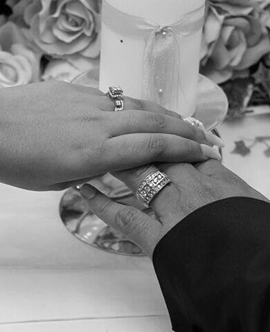 Married Couple Holding Hands At Wedding Aspect Ratio 390 480